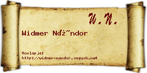 Widmer Nándor névjegykártya